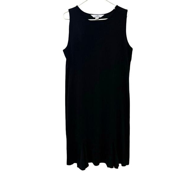 Ming Wang Black Sleeveless Acrylic Knit Midi Dress Godet Inserts Y2K Size XL - Picture 1 of 8